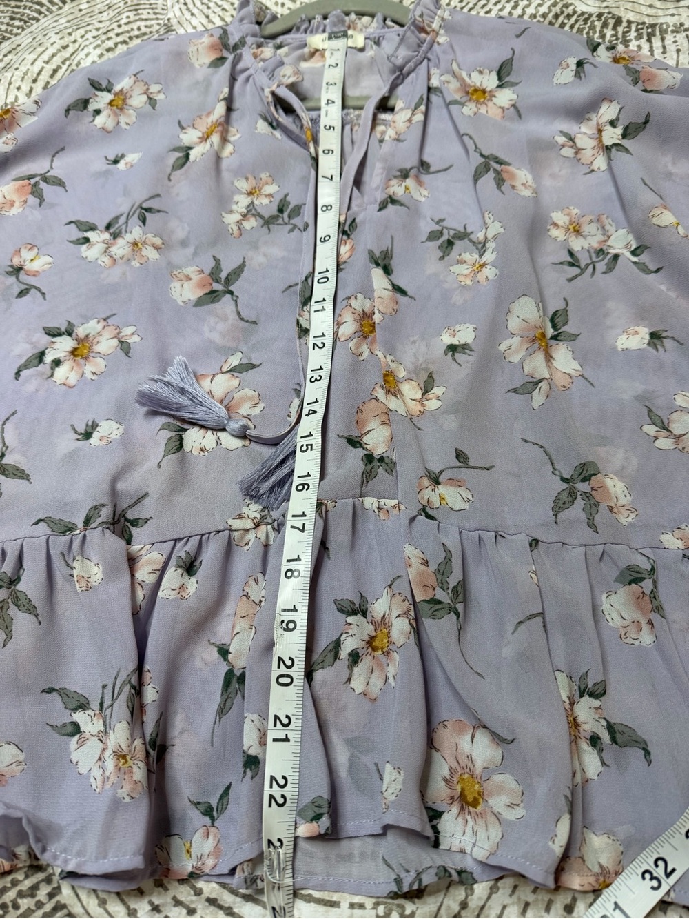 UmgeeFloral Ruffle Peplum Blouse - Lavender - Picture 3 of 8